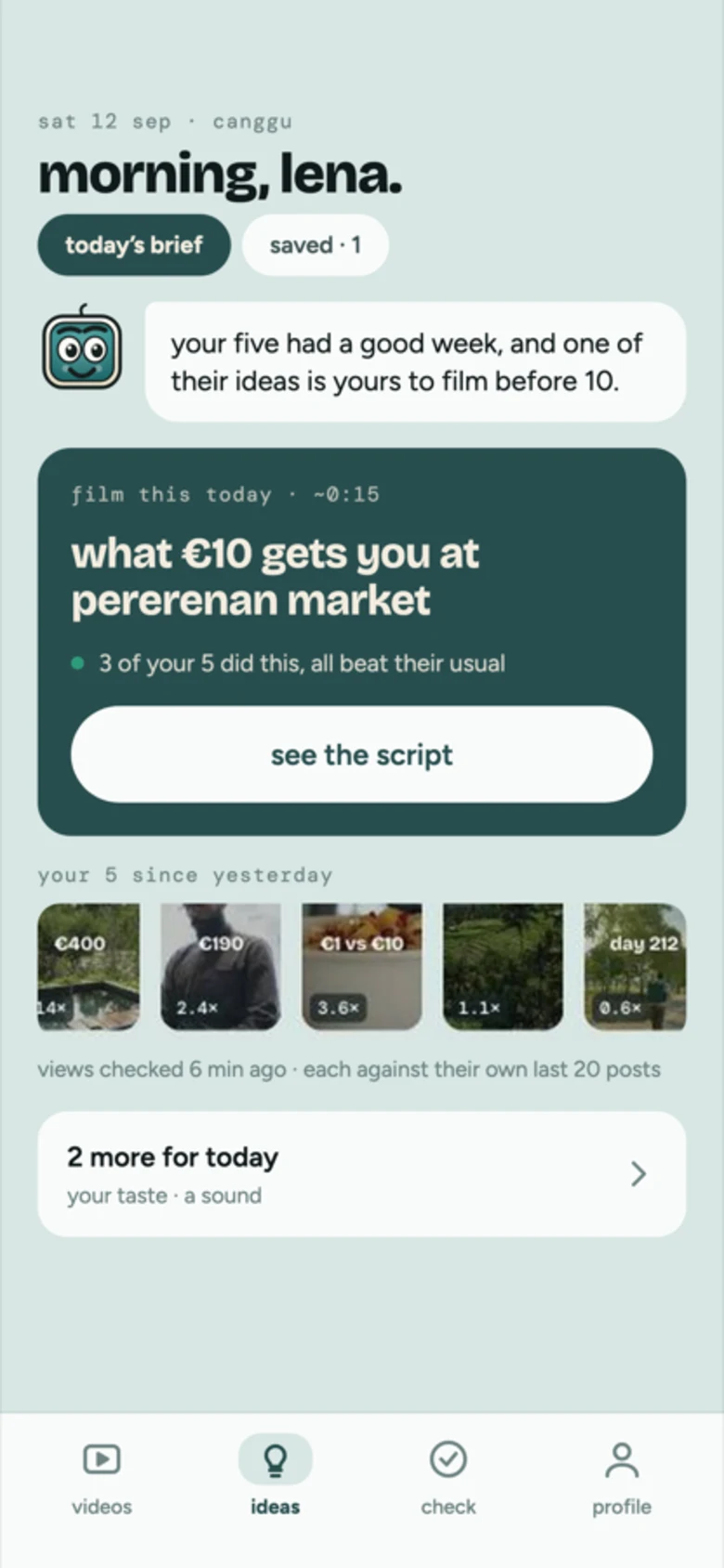 today's idea to film, picked for your niche